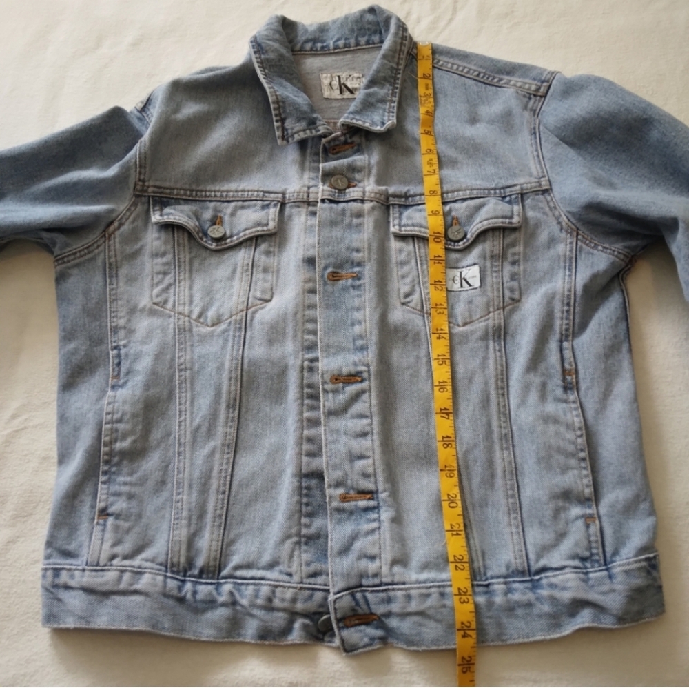 VTG 90s Women's Size Large Calvin Klein Jean Jacket Blue Pockets - Picture 8 of 8
